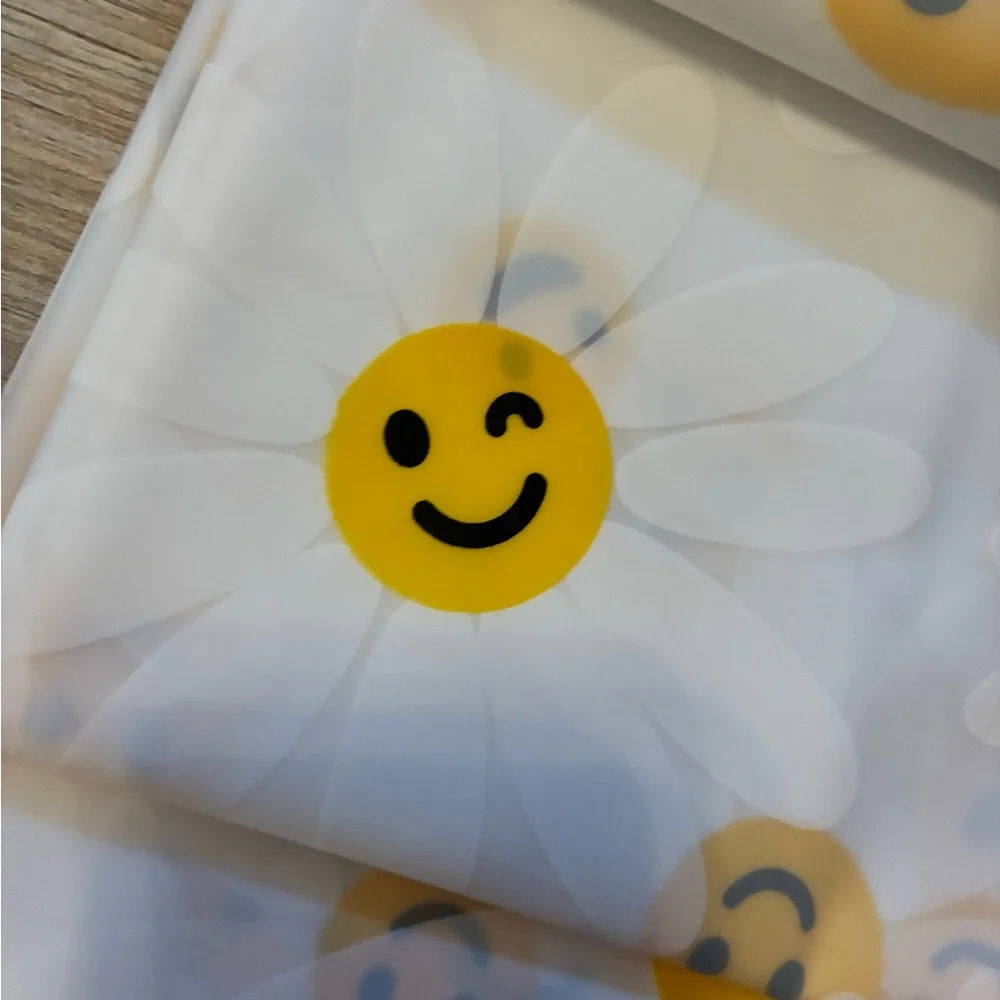 Smiley face daisy shower curtain